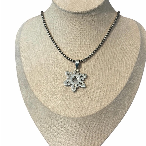 Snowflake Turquoise and Moonstone Pendant Necklace - Picture 3 of 3